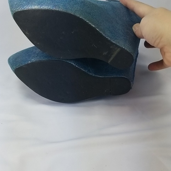 Vtg Jeffrey Campbell Aubrey Blue Snake Platform 7 RARE - Picture 2 of 11